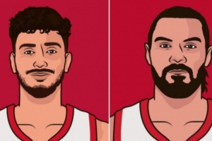 内线优势！申京和亚当斯各抢下8个前场板 魔术首发五人共5个